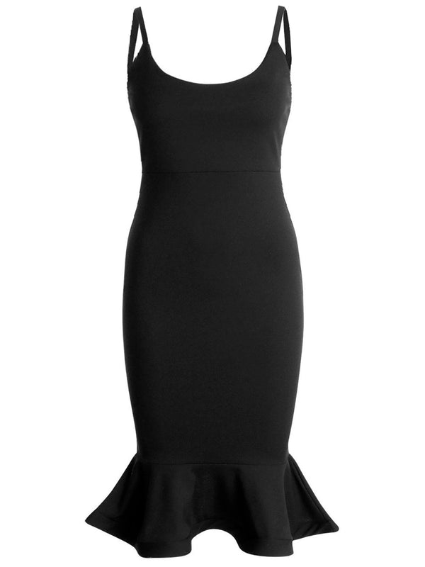 Peplum Black Hem Midi Dress