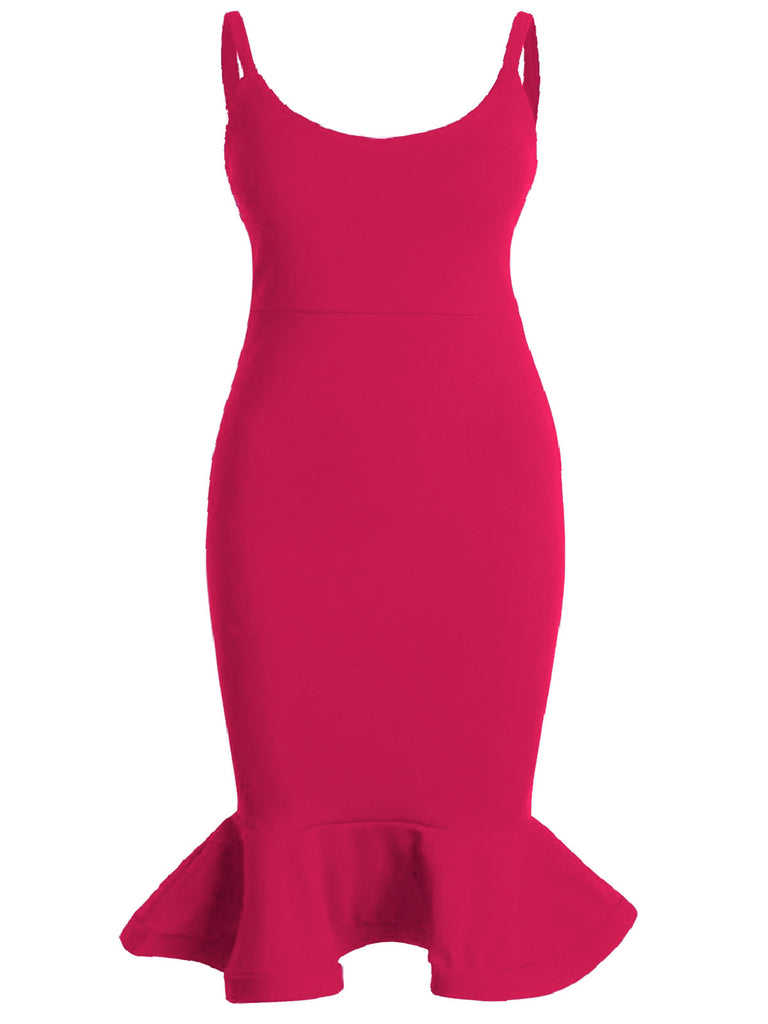 Peplum Magenta Hem Midi Dress