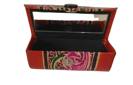 Orange Faux Leather Single Lipstick Holder