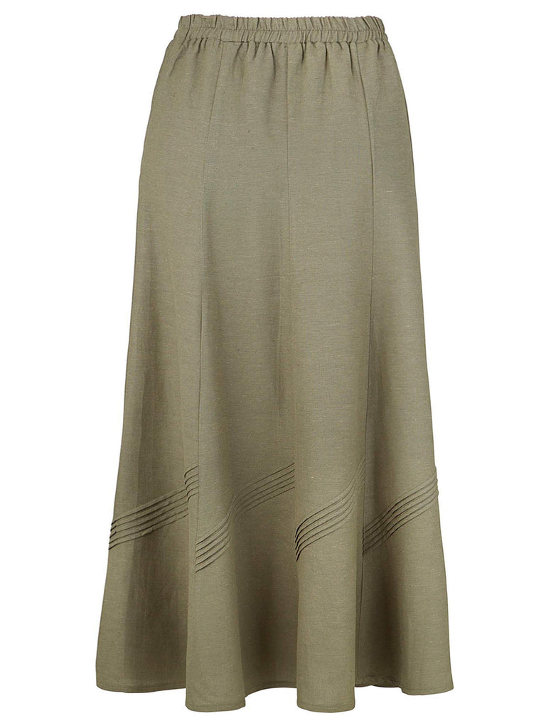 Linen Blend Pintuck Detail Stylish Skirt