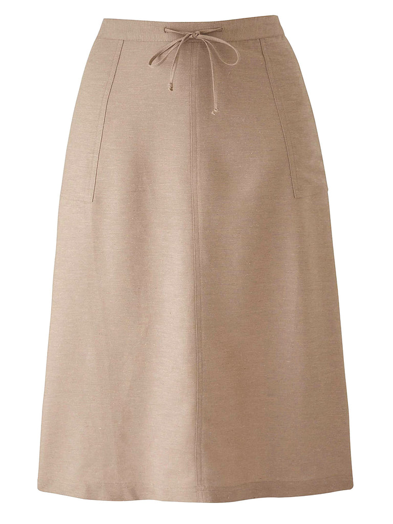 Trendy Patch Pocket Linen Blend Skirt