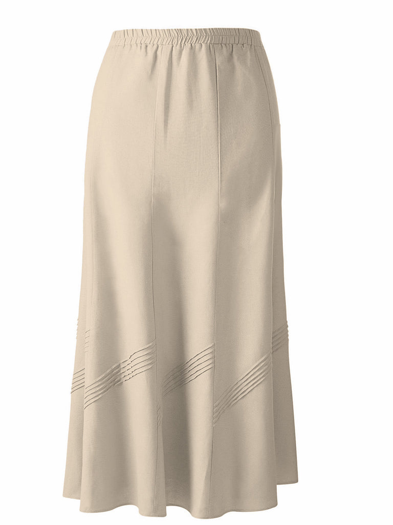 Linen Blend Pintuck Detail Stylish Skirt