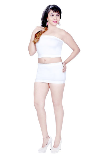 White Elastic Mini Skirt