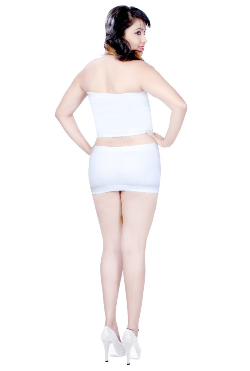 White Elastic Mini Skirt