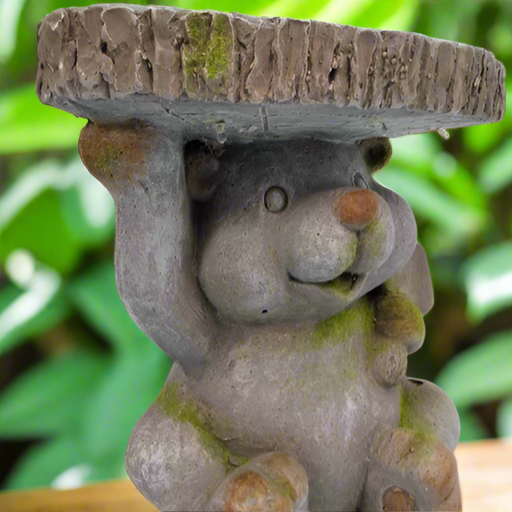 Teddy Statue Garden Decoration Outdoor LED Light Figurine Creative Patio Lawn Gift