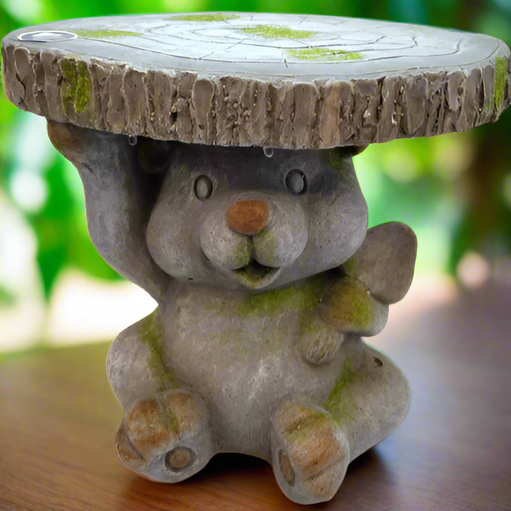 Teddy Statue Garden Decoration Outdoor LED Light Figurine Creative Patio Lawn Gift