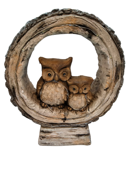 Divas World Mama Owl and Baby Owl LED Lights Statue Ornament Garden Decoration Lawn Patio Outdoor Unique