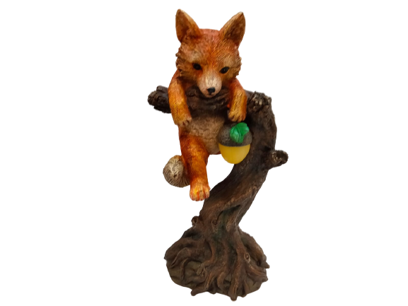 Divas World Fox On Tree Statue Solar Powered LED Light Outdoor Garden Decoration Lawn Patio Figurine