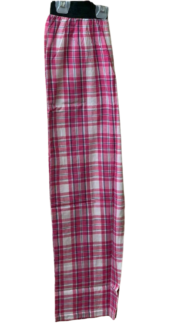 Kids Pink Tartan Lounge Pants Check Print Bottomwear
