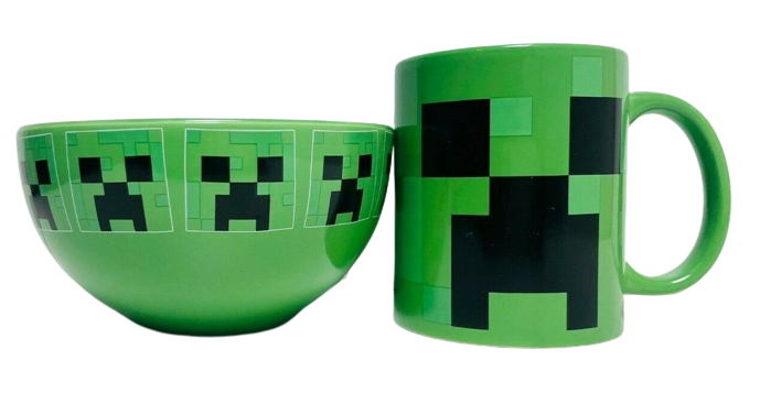Minecraft Bowl & Mug Set Creeper Ceramic Coffee Mugs