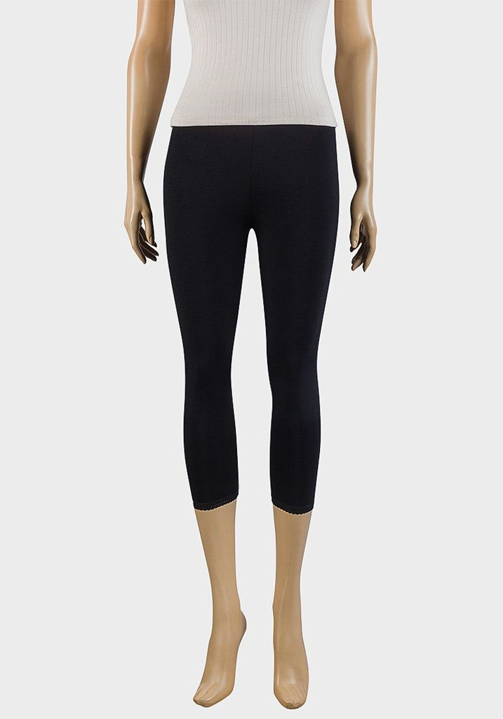 Ladies Lace Cuff 3/4 Leg Length Leggings