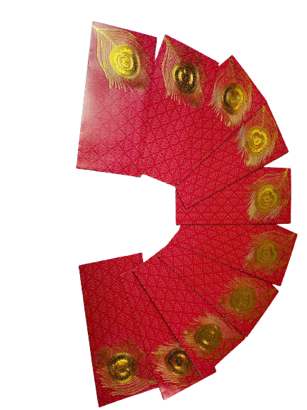 Red Floral Fancy Pack of 10 Envelops