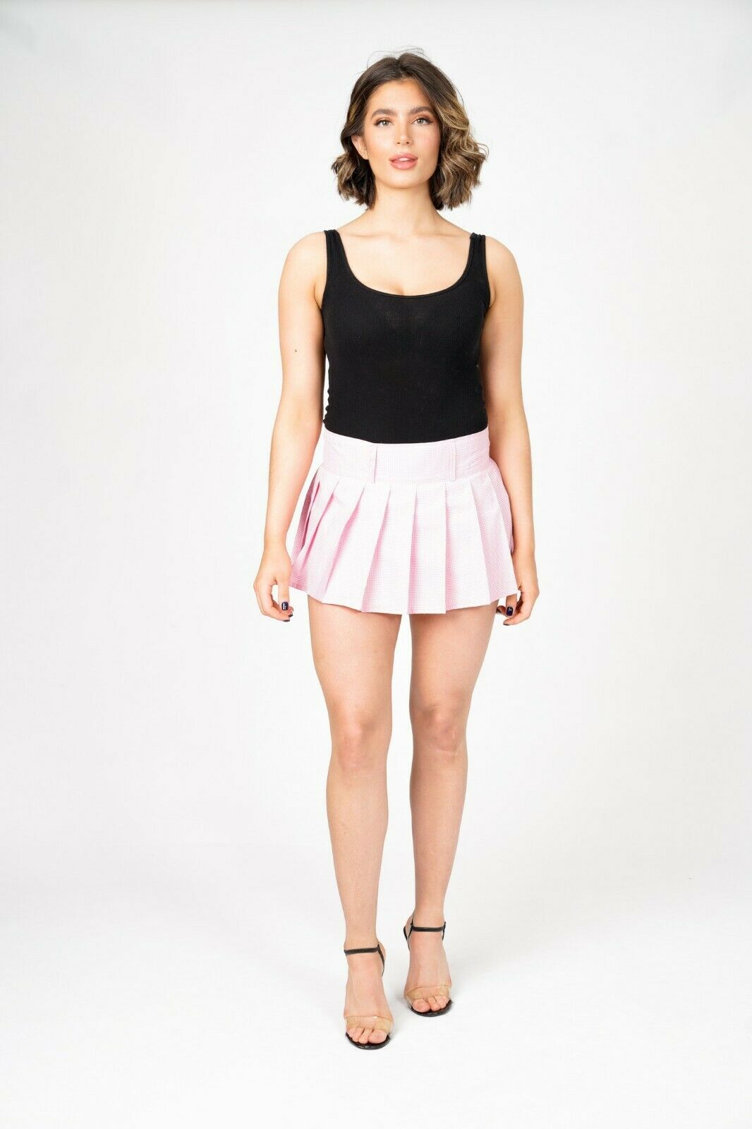 Crimped Pink Mini Skirt