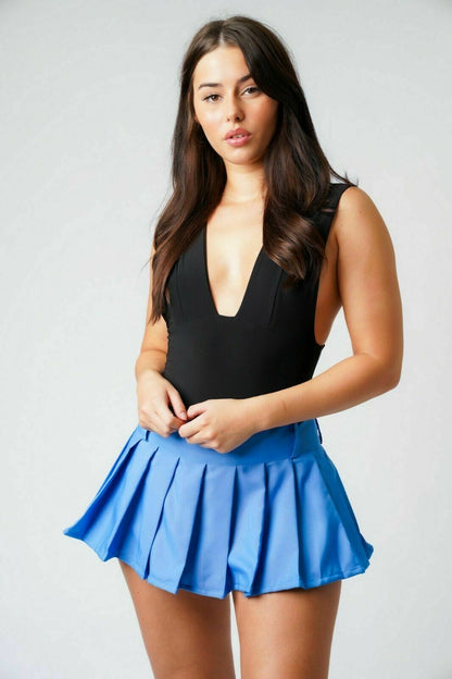 Crimped Blue Mini Skirt