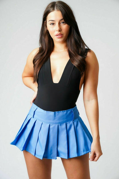 Crimped Blue Mini Skirt