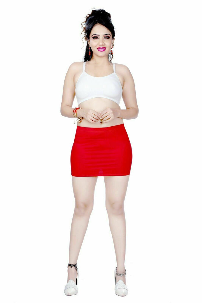 Red Lycra Stretchy Mini Skirt