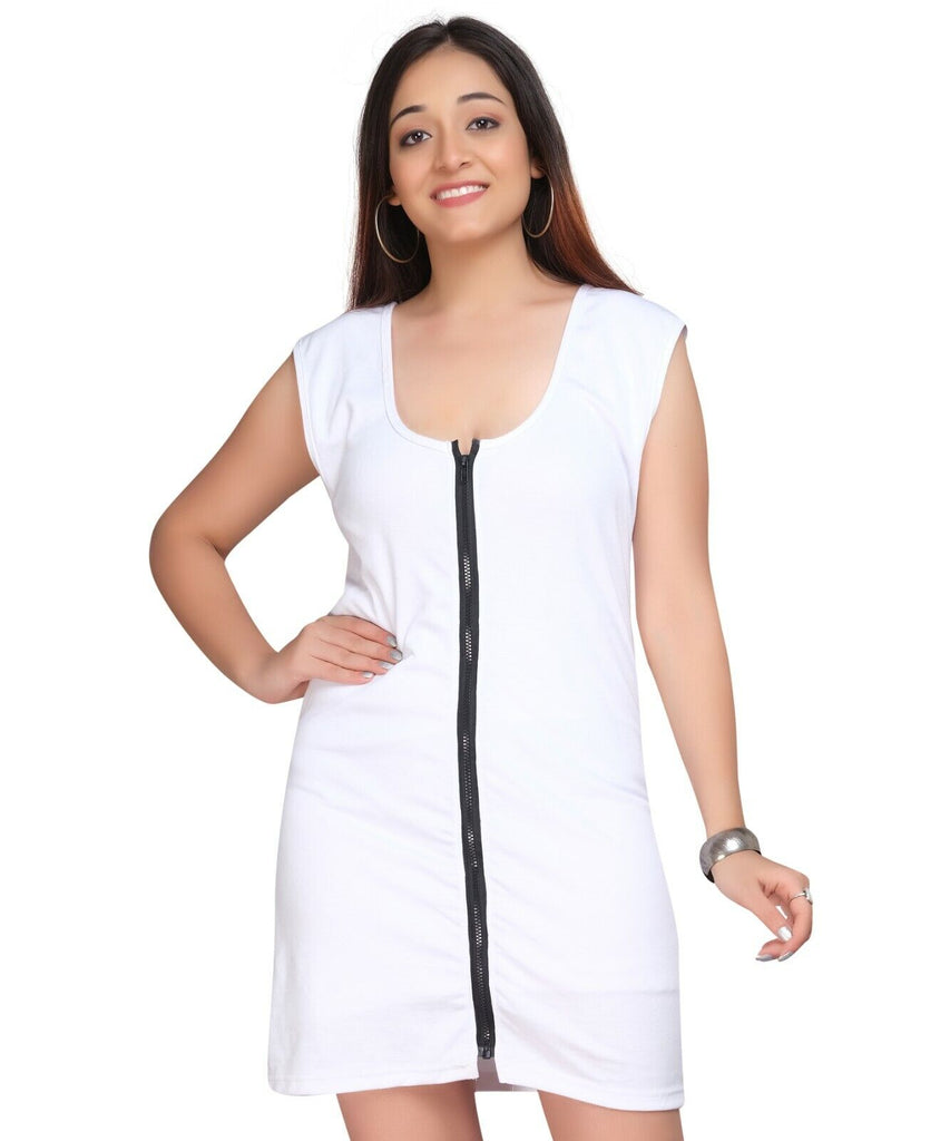 White Interlock Vest With Chain Dress
