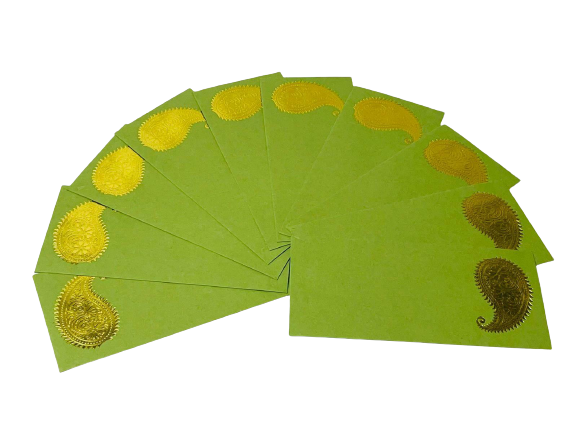 Green Pack of 10 Gifting Luxury Fancy Envelops